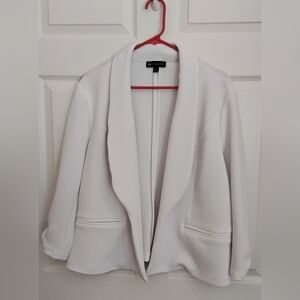 N Touch White Polyster/Spandex Blazer Jacket - Clean Minimal Style
